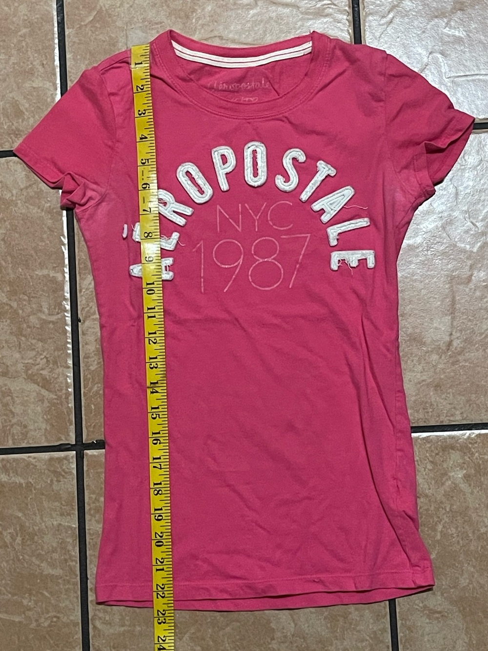 Y2K 100% Cotton Aeropostale Women's Pink Graphic Logo Tee - Picture 7 of 10
